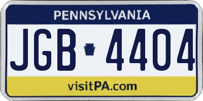 PA license plate JGB4404