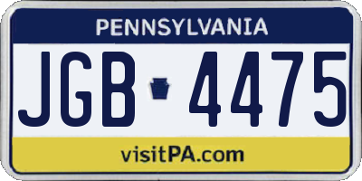 PA license plate JGB4475