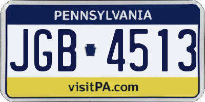 PA license plate JGB4513