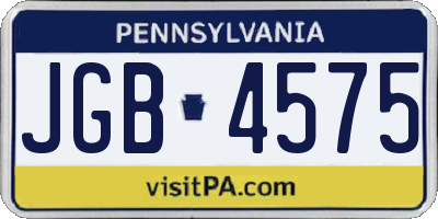 PA license plate JGB4575