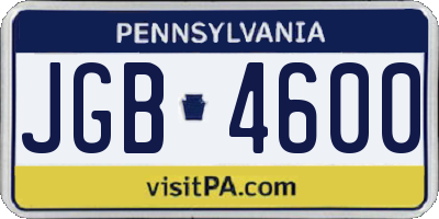 PA license plate JGB4600