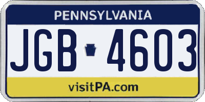 PA license plate JGB4603