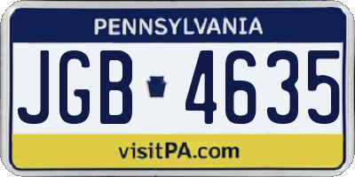 PA license plate JGB4635