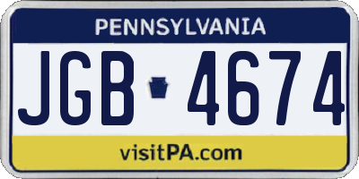 PA license plate JGB4674