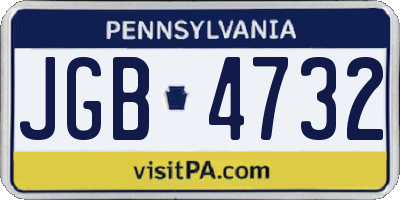 PA license plate JGB4732
