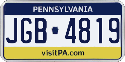 PA license plate JGB4819