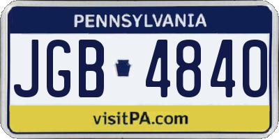 PA license plate JGB4840