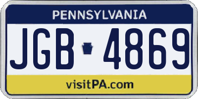 PA license plate JGB4869