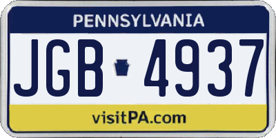 PA license plate JGB4937