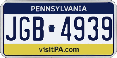 PA license plate JGB4939