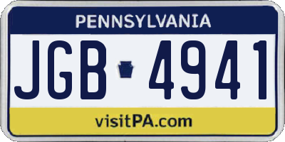 PA license plate JGB4941