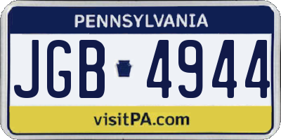 PA license plate JGB4944