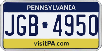 PA license plate JGB4950