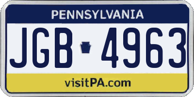 PA license plate JGB4963