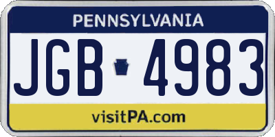 PA license plate JGB4983