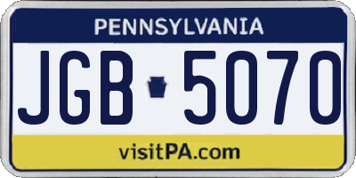PA license plate JGB5070