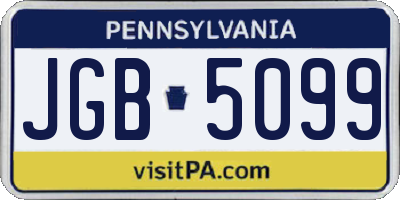 PA license plate JGB5099