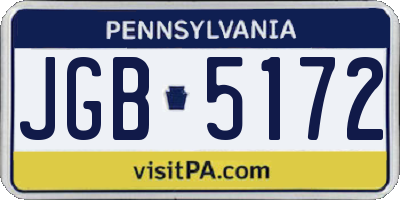 PA license plate JGB5172