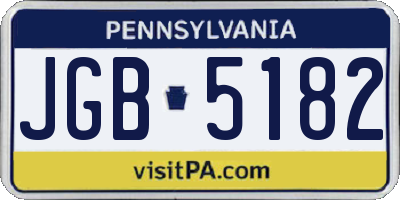 PA license plate JGB5182