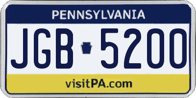 PA license plate JGB5200