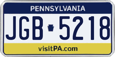 PA license plate JGB5218