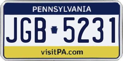 PA license plate JGB5231