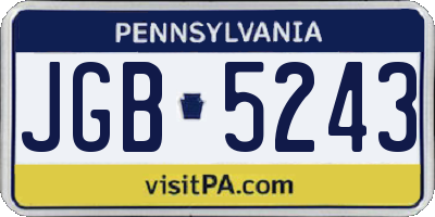 PA license plate JGB5243