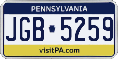 PA license plate JGB5259