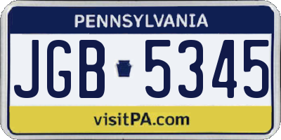 PA license plate JGB5345