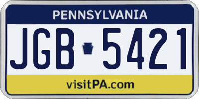 PA license plate JGB5421
