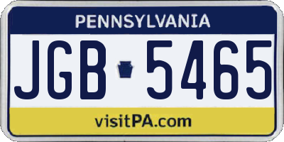 PA license plate JGB5465