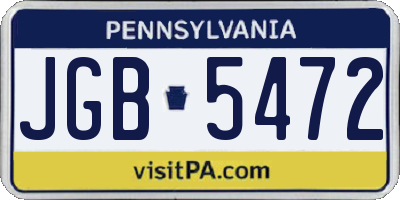PA license plate JGB5472