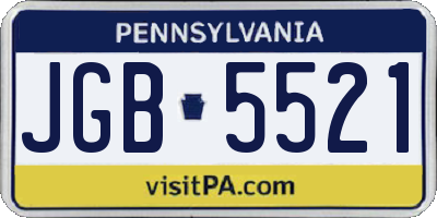 PA license plate JGB5521