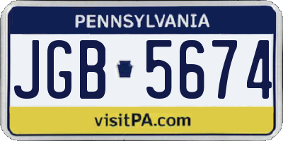 PA license plate JGB5674