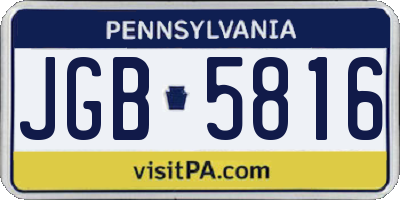 PA license plate JGB5816