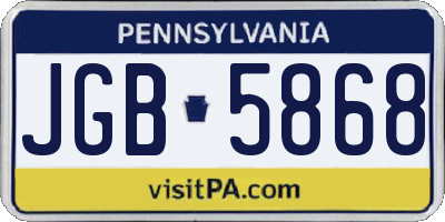 PA license plate JGB5868