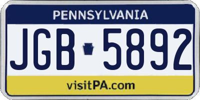 PA license plate JGB5892