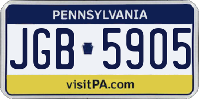 PA license plate JGB5905