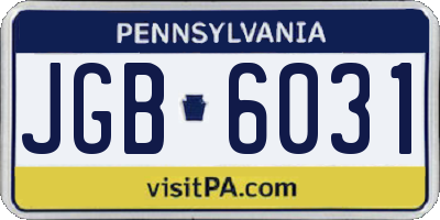 PA license plate JGB6031