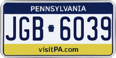 PA license plate JGB6039
