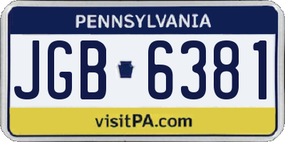 PA license plate JGB6381