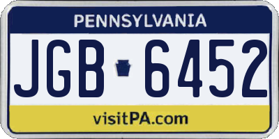 PA license plate JGB6452