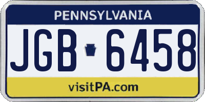 PA license plate JGB6458