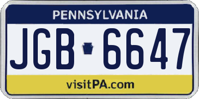 PA license plate JGB6647