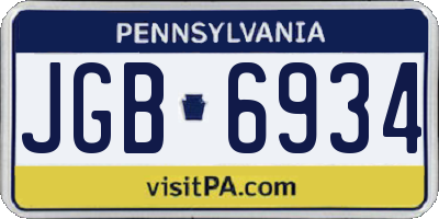 PA license plate JGB6934