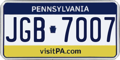 PA license plate JGB7007