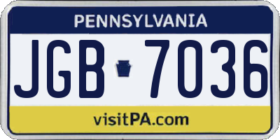 PA license plate JGB7036