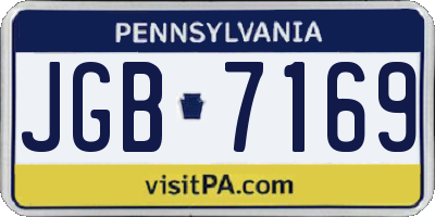 PA license plate JGB7169