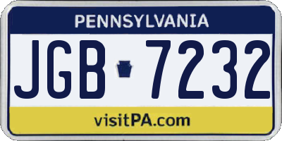 PA license plate JGB7232
