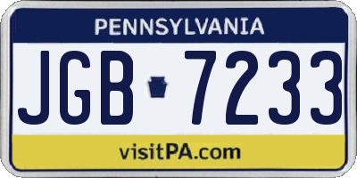 PA license plate JGB7233